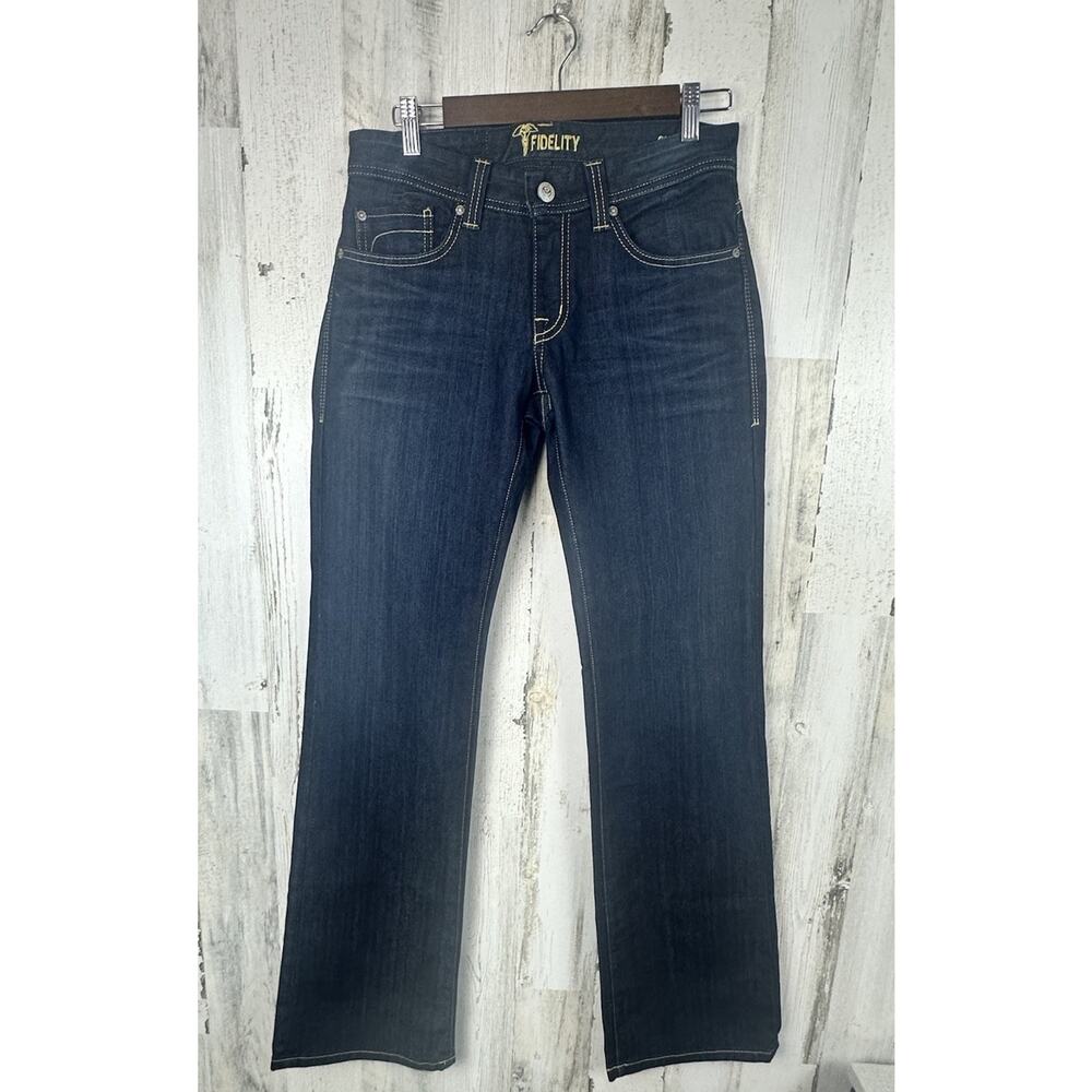 NEW Fidelity Denim Charger Jeans Mens 29x34 Bootcut Calvary Dark Blue Low Rise